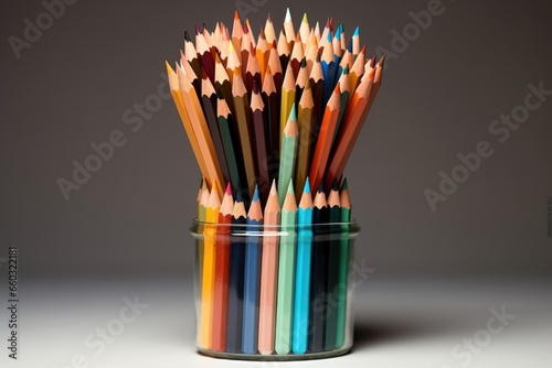 pencils in a kids boot arranged in a gradient of colors © Alfazet Chronicles