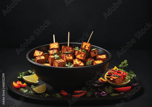 paneer skewers vector