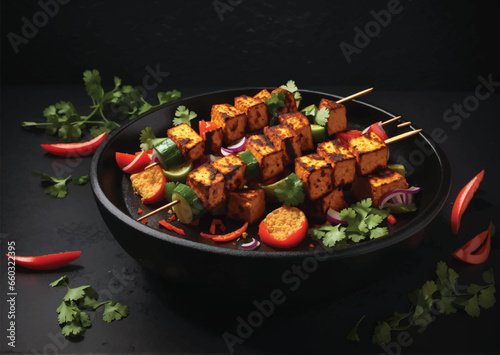 paneer skewers vector