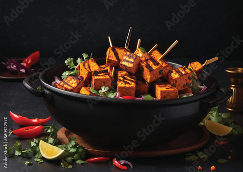 paneer skewers vector