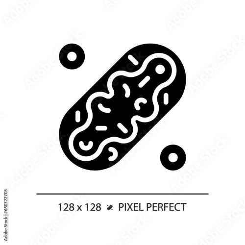 2D pixel perfect glyph style mitochondria icon, isolated silhouette vector, simple illustration representing metabolic health.