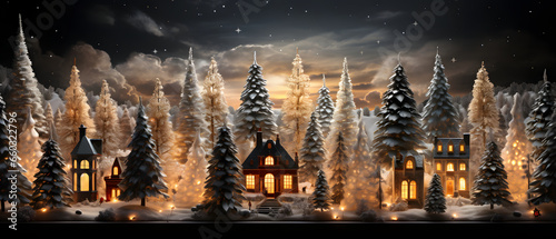 Christmas Lights festive house, winter decoration, holiday season greeting card