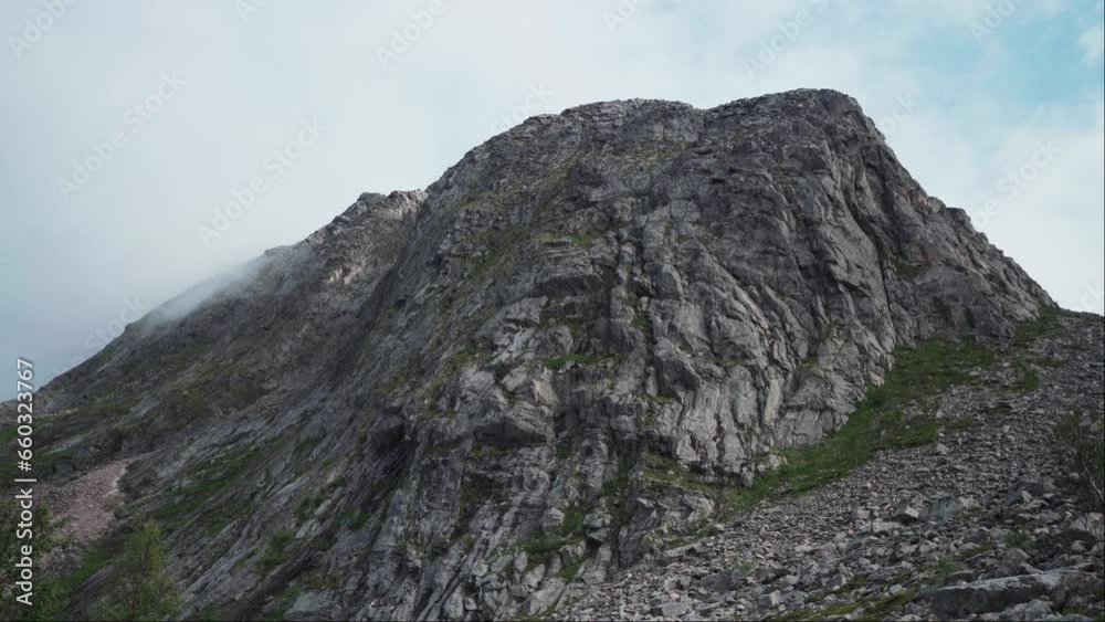Steep Rugged Face Of A Mountain In Kvaenan, Norway. Close up Steep Rugged Face Of A Mountain In Kvaenan, Norway. Close up