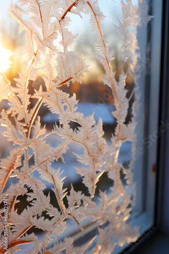 Frost pattern on frozen win...