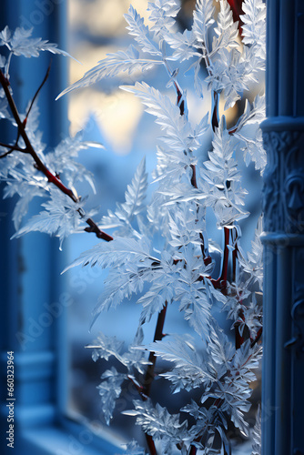 Frost pattern on frozen win...