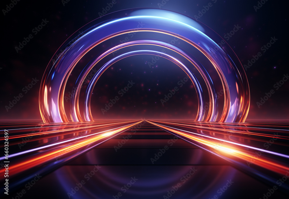 Fototapeta premium Neon illuminated futuristic backdrop realistic image, ultra hd, high design very detailed
