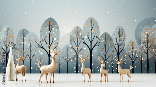 Christmas card cute deer decoration design, xmas winter background