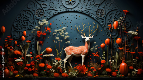 Christmas card cute deer de...