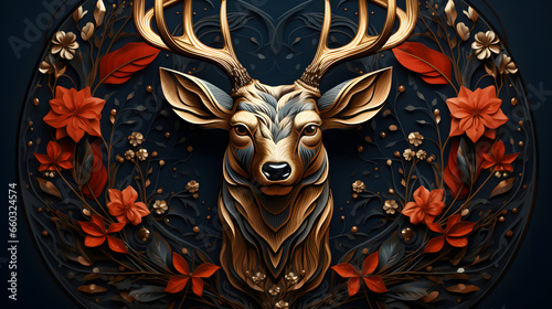 Christmas card cute deer de...