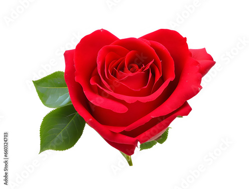 A Red Rose Flower with Heart-Shaped Petals with Black Background-AI Generated