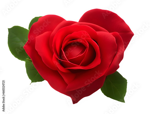 A Red Rose Flower with Heart-Shaped Petals with Black Background-AI Generated