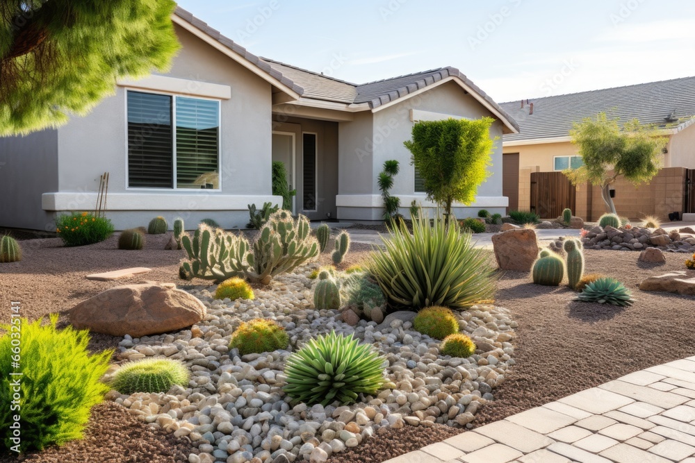 Fototapeta premium new landscaping in front of a freshly remodeled home