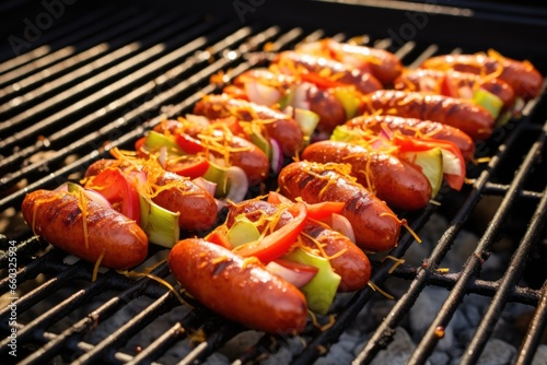 picture of juiced up hot dog on a grill