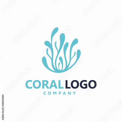 Fototapeta Naklejka Na Ścianę i Meble -  Coral and seaweed logo design concept, Neuron creative symbol logo template
