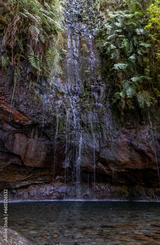Crystal clear waterfall from the route  Levada das 25 Fontes  Madeira  Portugal