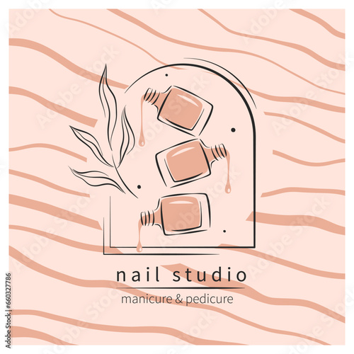 Nail studio logo. Nail polish. Minimalistic vector illustration for beauty salon