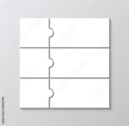 Puzzle grid template. Business presentation for infographics. Rectangle business presentation infographic. Jigsaw puzzle info graphic with 6 pieces, steps, parts of process diagram. Vector