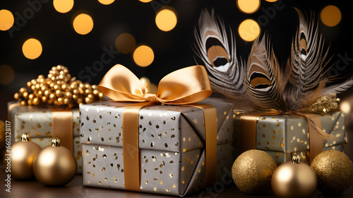 Christmas gift boxes, ribbo...
