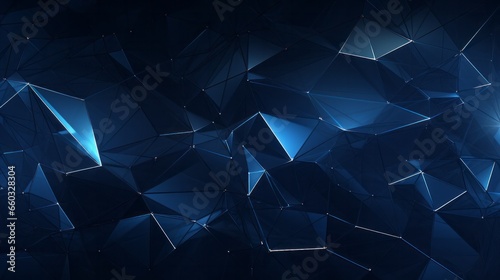 Futuristic 3D linear polygonal background in dark blue color.