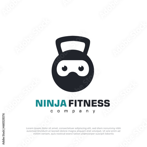 Ninja Fitness bodybuilder vector logo concept