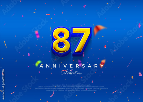 87th Anniversary, in luxurious blue. Premium vector background for greeting and celebration.