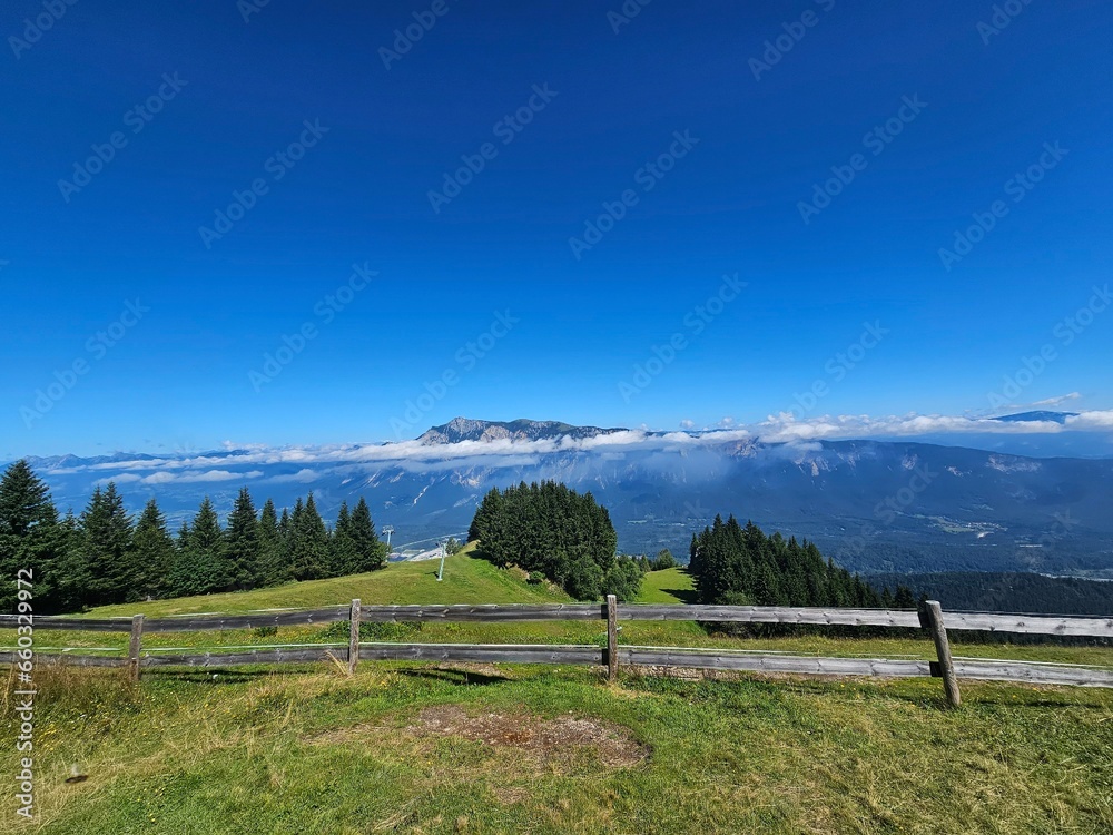 beautiful landscape with fence and sky
