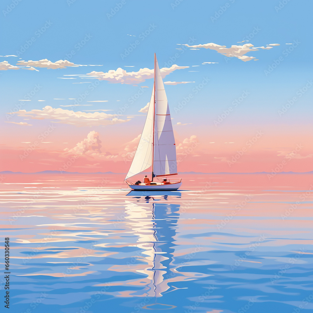 Naklejka premium sailboat on the sea