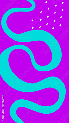 Vector colorful illustration with vertical template for social media posts before Birthday event of creative people. Bright decoration for stories design. Blue wave on purple background