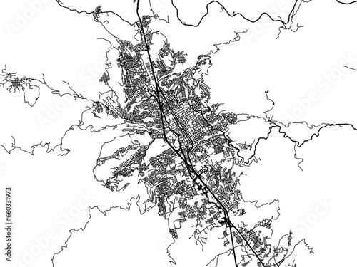 Vector road map of the city of  Chilpancingo in Mexico with black roads on a white background. photo