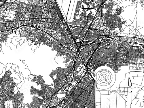 Vector road map of the city of  Ecatepec de Morelos in Mexico with black roads on a white background.