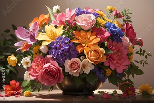 Vibrant bouquet in full bloom with rich colors, captivating light, and natural freshness. © Mohanad
