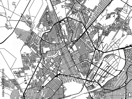 Vector road map of the city of  Gomez Palacio in Mexico with black roads on a white background. photo
