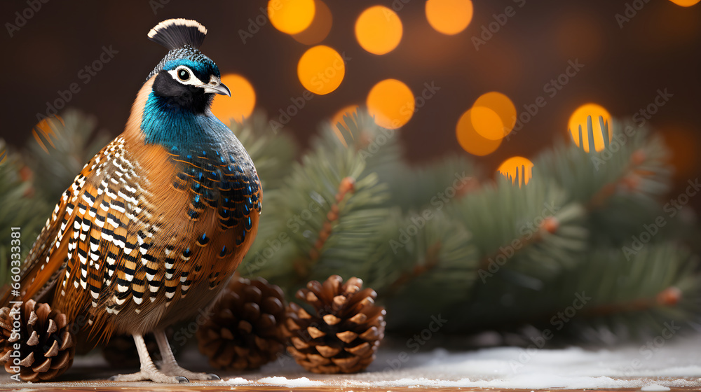 Obraz premium Close up of bird, peacock Decorative decorations bokeh background
