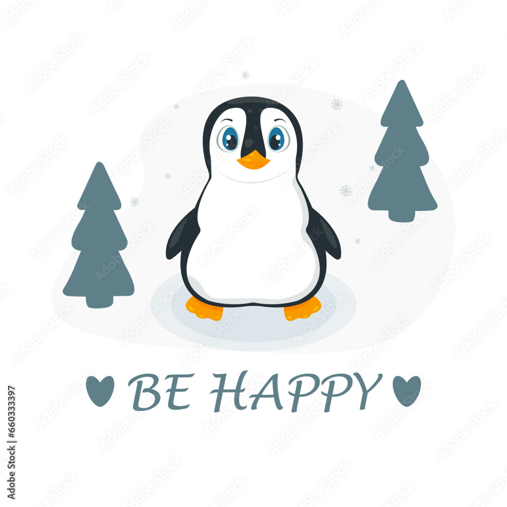 Obraz premium Cute Penguin cartoon character with 