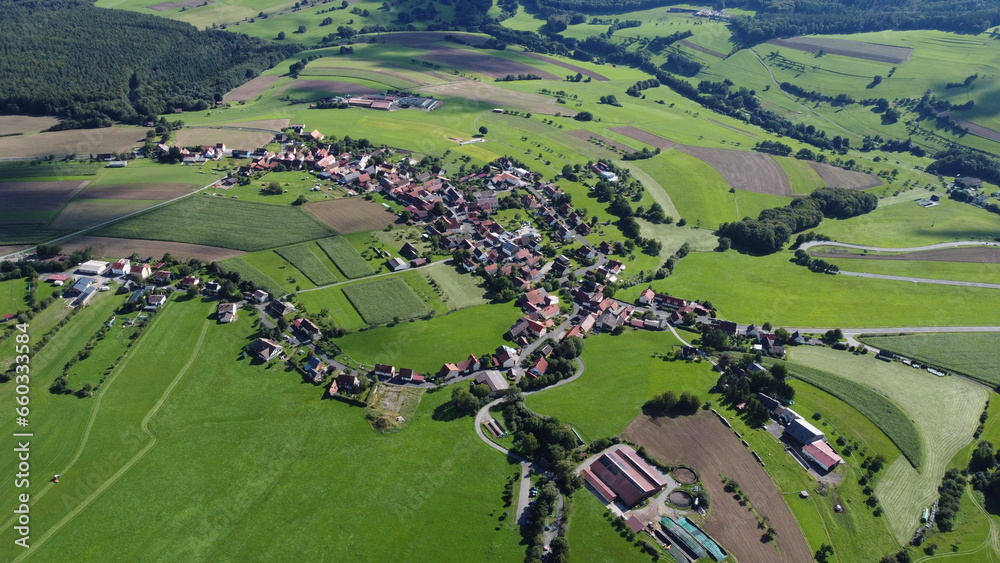 Drone footage of a german Village in the nature. 