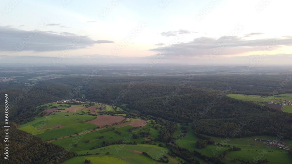 Drone footage of the Horizon on the countryside in Germany 