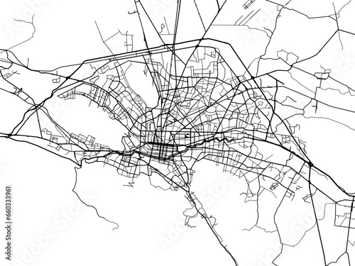 Vector road map of the city of  Monterrey in Mexico with black roads on a white background.