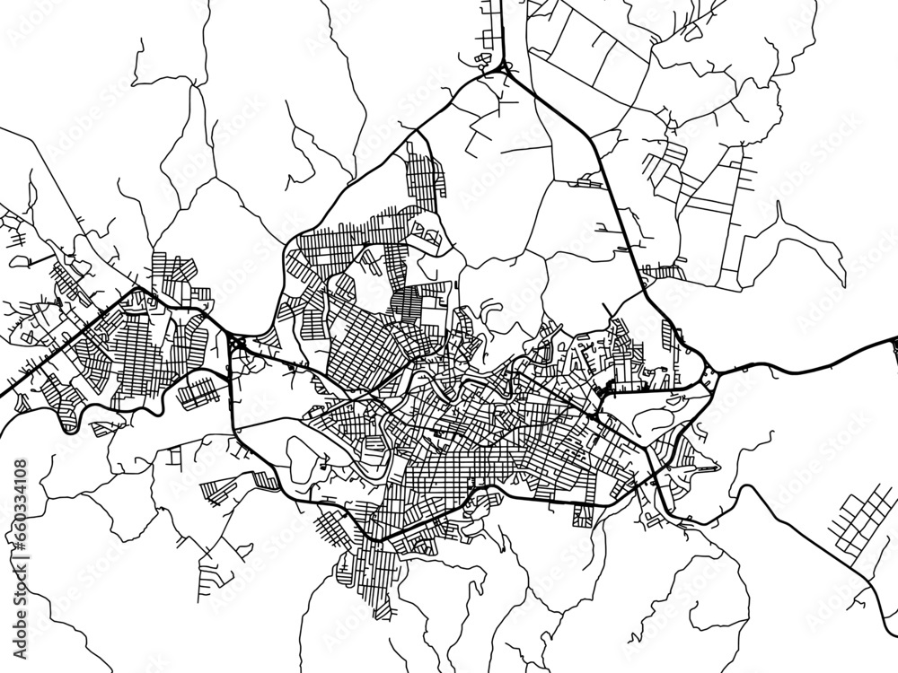 Vector road map of the city of Parral in Mexico with black roads on a ...