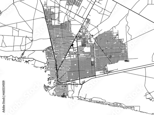 Vector road map of the city of  Puerto Penasco in Mexico with black roads on a white background.