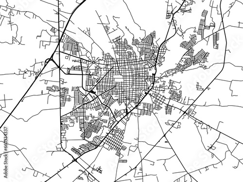 Vector road map of the city of  Tepatitlan de Morelos in Mexico with black roads on a white background. photo