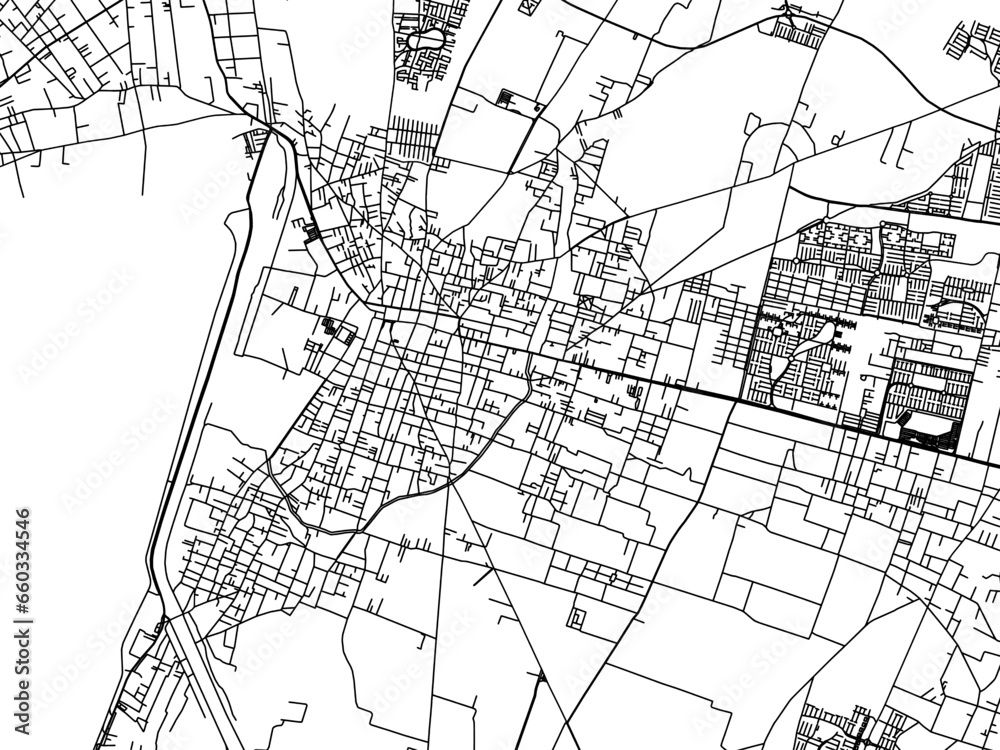 Naklejka premium Vector road map of the city of Zumpango in Mexico with black roads on a white background.