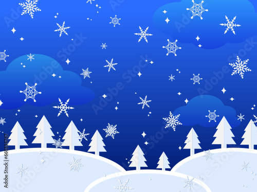 Backgrund created by many snowflakes and simple geometric objects in cute winter theme