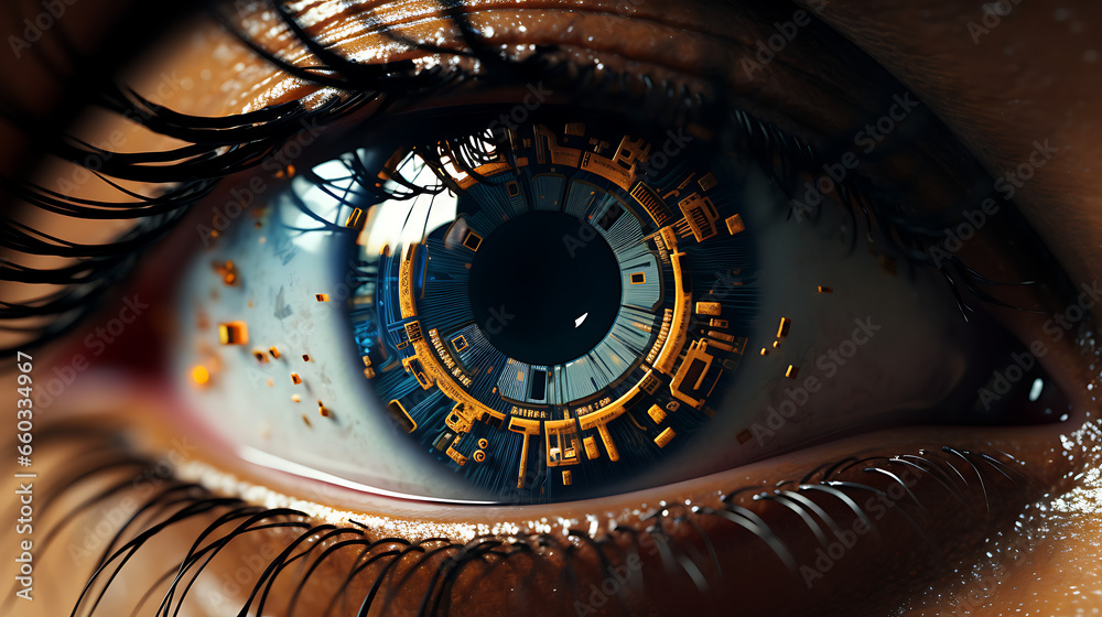 Extreme Close-Up of Digital Eye Concept