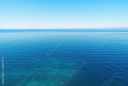 high aerial shot of open water ocean with clear horizon