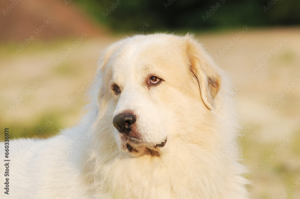 cute white dog great pyrenees in the nature cute white dog great pyrenees in the nature
