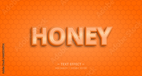 Honey text, hexagon style editable vector. poligon text effect. orange text effect.