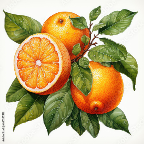 watercolor Orange clipart, Generative Ai