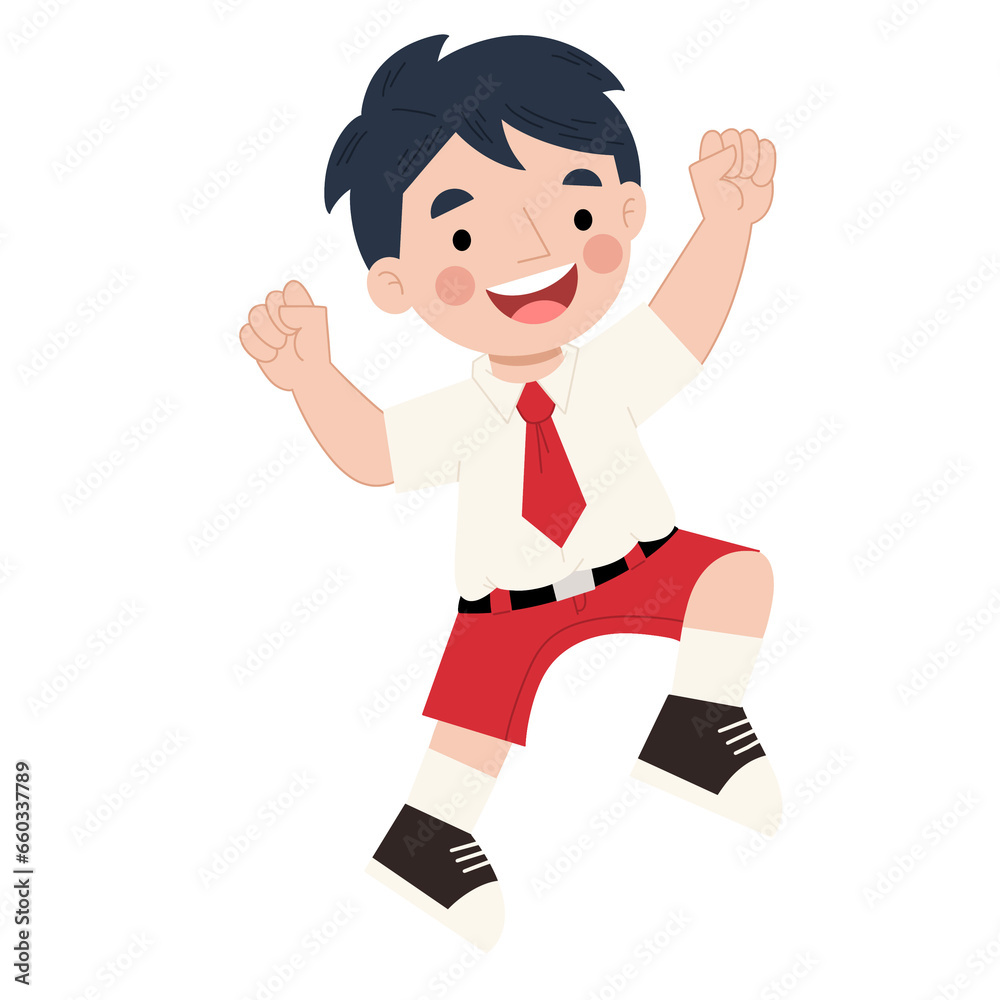 Illustration of a boy in elementary school uniform