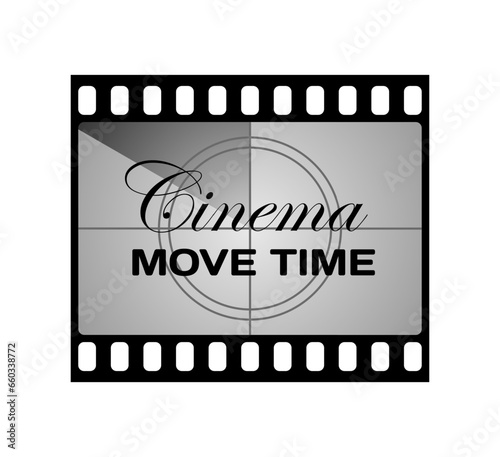 Cinema move time sign. Flat, grey, camera film, cinema move time. Vector icon