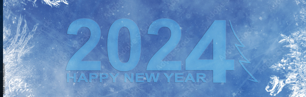 2024 Happy New Year Greeting Card. New Year Abstract blue design element. 2024 Happy New Year Greeting Card. New Year Abstract blue design element.